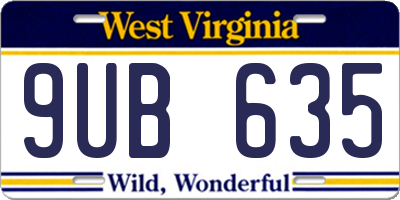 WV license plate 9UB635