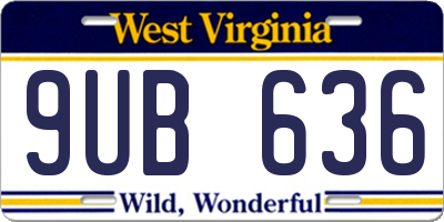 WV license plate 9UB636