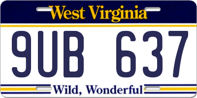 WV license plate 9UB637