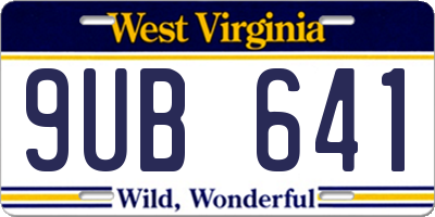 WV license plate 9UB641