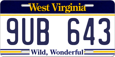 WV license plate 9UB643