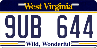 WV license plate 9UB644