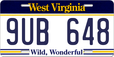 WV license plate 9UB648