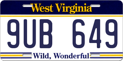 WV license plate 9UB649