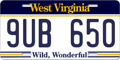 WV license plate 9UB650