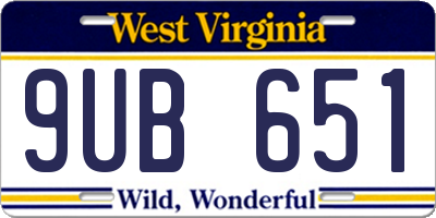 WV license plate 9UB651
