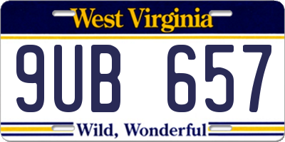 WV license plate 9UB657