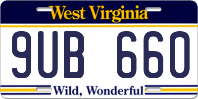 WV license plate 9UB660