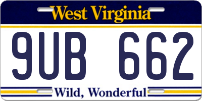 WV license plate 9UB662