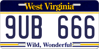 WV license plate 9UB666