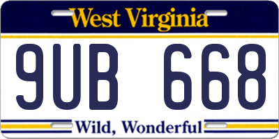 WV license plate 9UB668