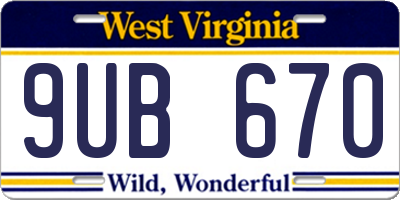 WV license plate 9UB670