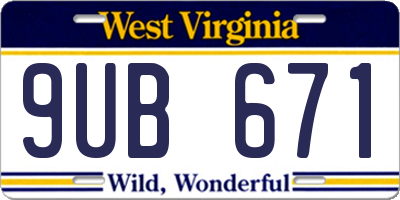WV license plate 9UB671