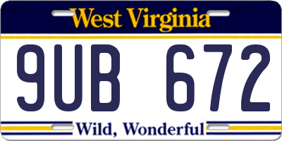 WV license plate 9UB672