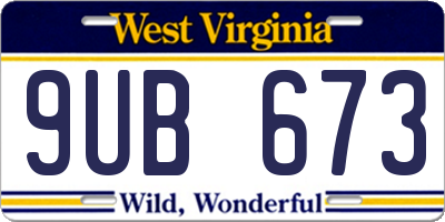 WV license plate 9UB673