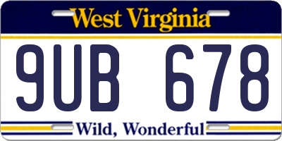 WV license plate 9UB678
