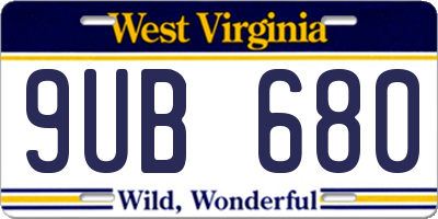 WV license plate 9UB680