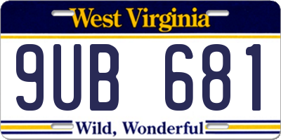 WV license plate 9UB681