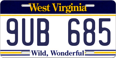 WV license plate 9UB685