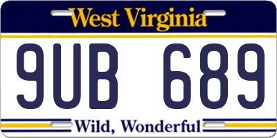 WV license plate 9UB689