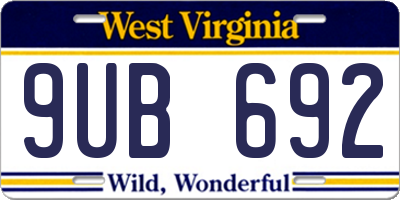 WV license plate 9UB692