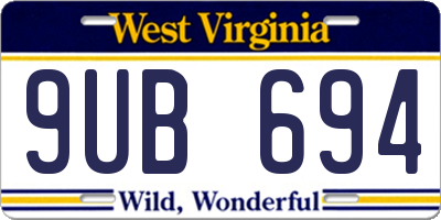 WV license plate 9UB694