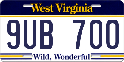 WV license plate 9UB700