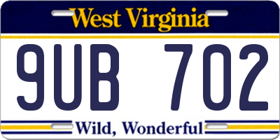 WV license plate 9UB702