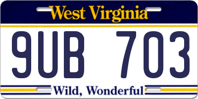 WV license plate 9UB703