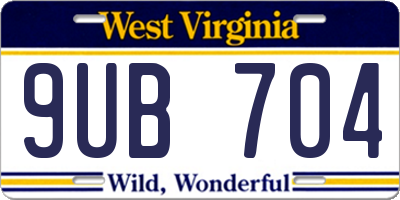 WV license plate 9UB704