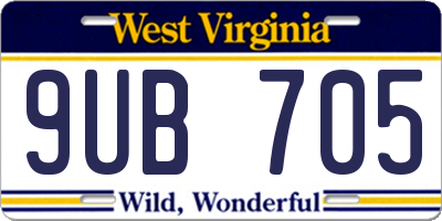 WV license plate 9UB705