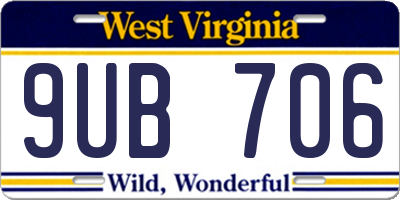 WV license plate 9UB706
