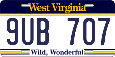 WV license plate 9UB707