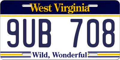 WV license plate 9UB708