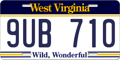 WV license plate 9UB710