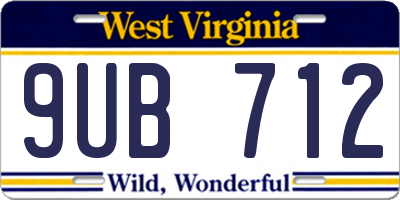 WV license plate 9UB712