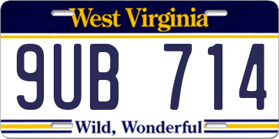 WV license plate 9UB714