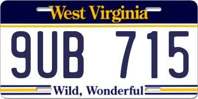 WV license plate 9UB715