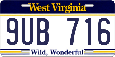 WV license plate 9UB716