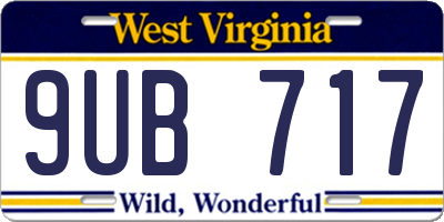 WV license plate 9UB717