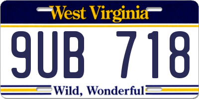 WV license plate 9UB718