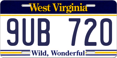 WV license plate 9UB720
