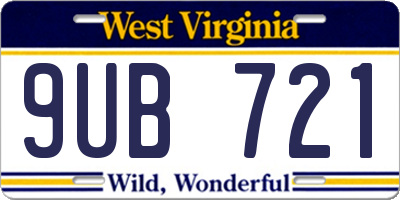 WV license plate 9UB721