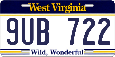 WV license plate 9UB722