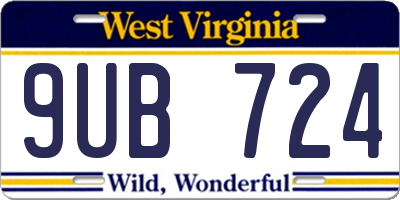 WV license plate 9UB724
