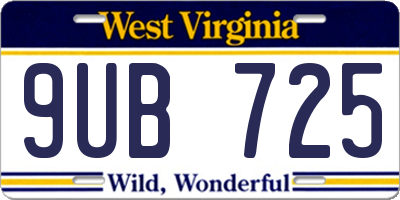 WV license plate 9UB725