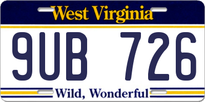 WV license plate 9UB726