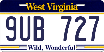 WV license plate 9UB727