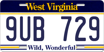 WV license plate 9UB729