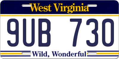 WV license plate 9UB730